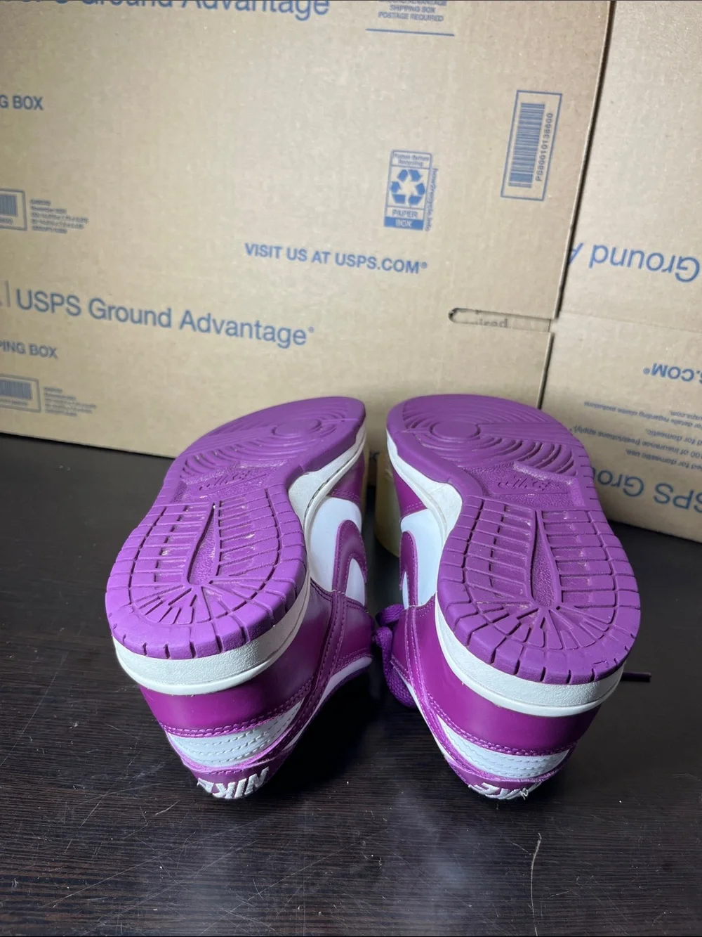 Nike Dunk White and Purple Low-Top Sneakers Big Boy 3.5Y or Girls 5Y